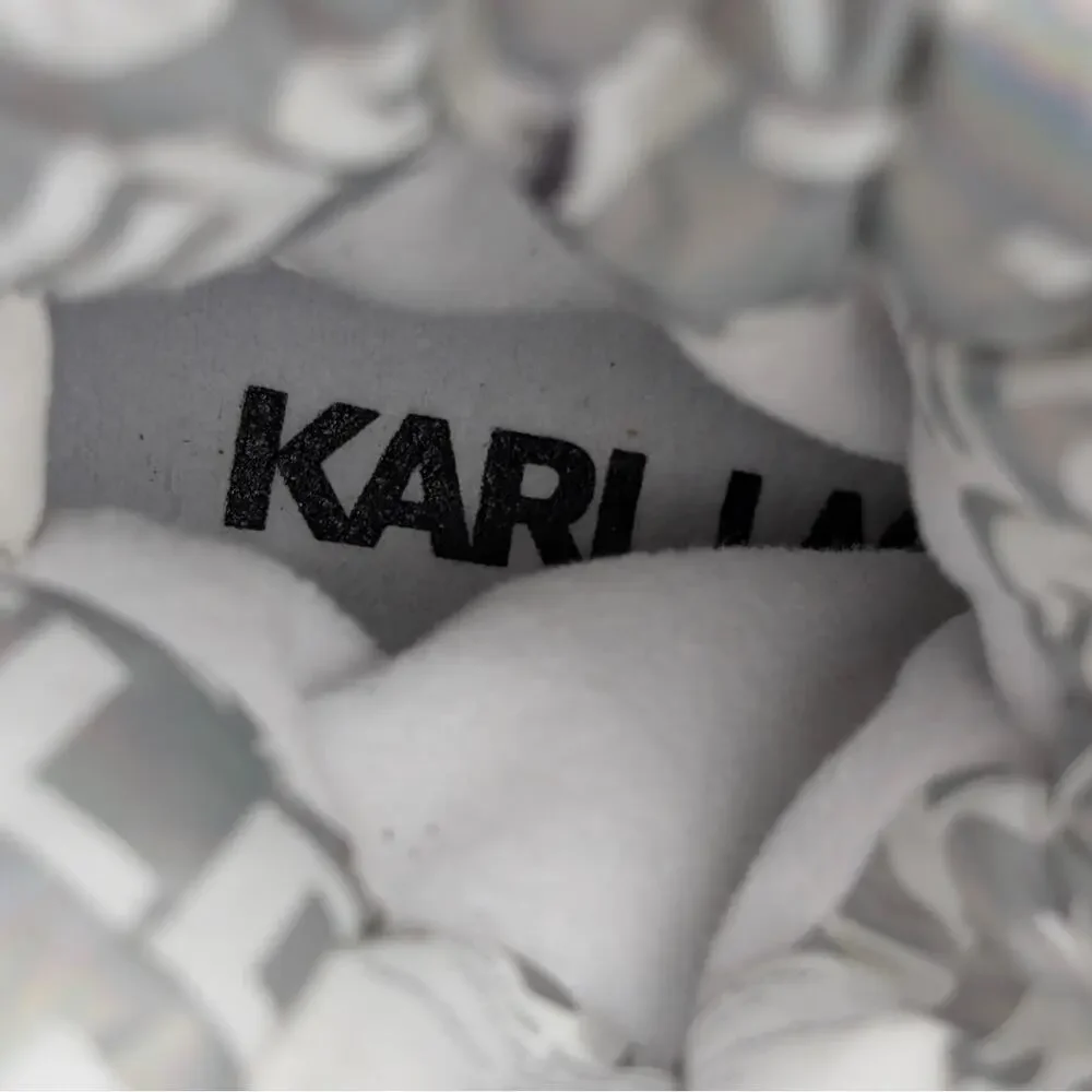 Karl Lagerfeld Paris Bronwyn Wedge Boots Women's Silver Size US5.5M EU35.5